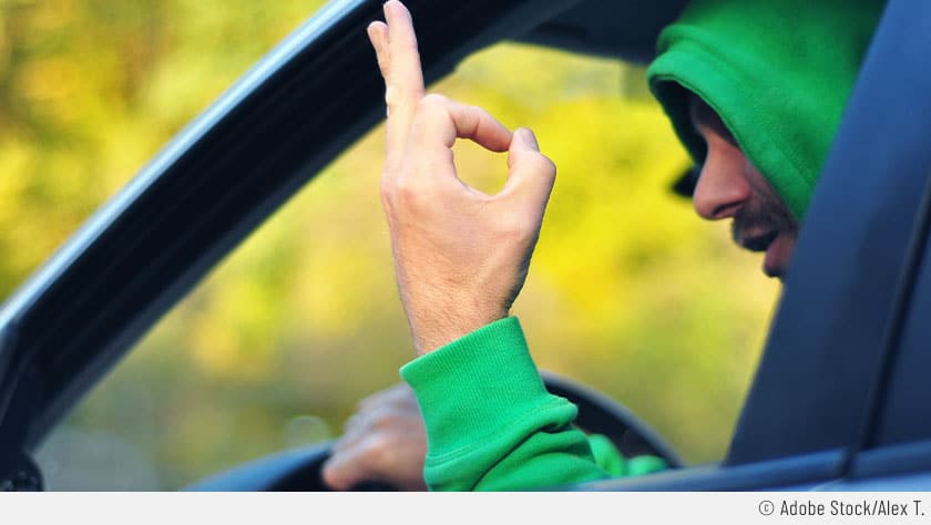ein fahrer ohne führerschein sorgt für aufsehen, indem er provokant den mittelfinger zeigt. mehr über den vorfall und die konsequenzen lesen sie hier.